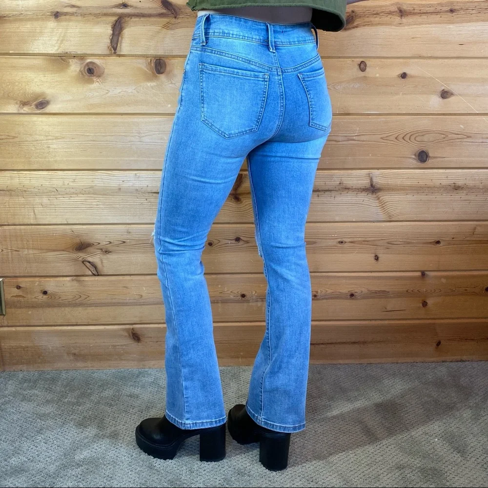 NWT Skinny fries 5 jeans destroyed distressed boot cut butt denim flare - Picture 4 of 6